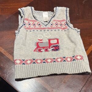 George Gray and Red Train Knit Vest